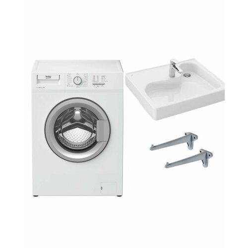 Стиральная машина Beko WRS 54P1 BSW и раковина над стиральной машиной Клио 50 3385000₽