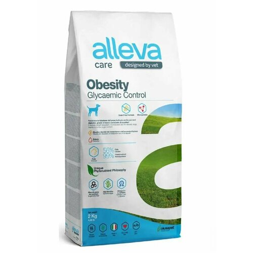 Сухой корм ALLEVA CARE DOG ADULT OBESITY GLYCEMIC CONTROL диетический , для взрослых собак при избыточном весе и контроль потребления глюкозы, с курицей, 2 кг