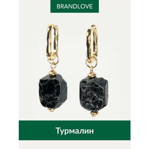 Серьги с подвесками BL Jewelry Nova, турмалин, размер/диаметр 37 мм, золотой, черный