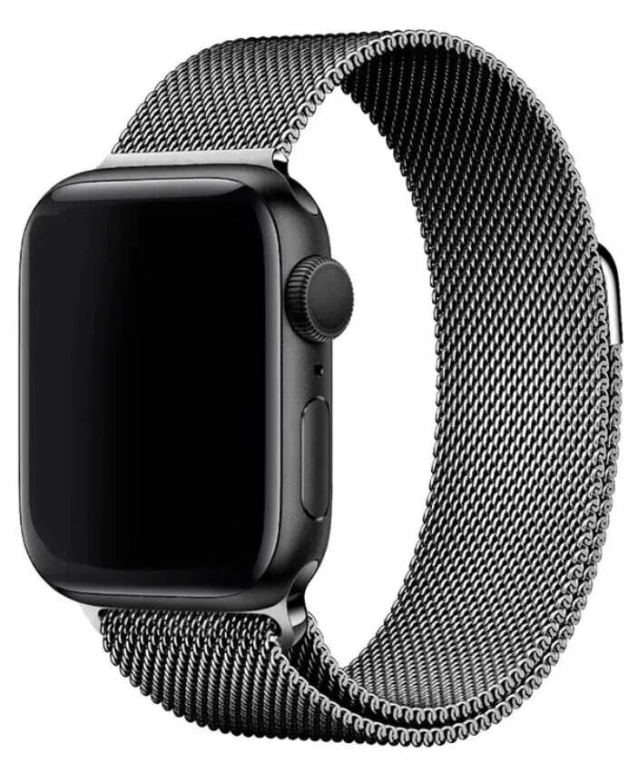 Металлический ремешок для умных смарт часов Apple Watch миланская петля 38-40-41 мм/series 1-7 и SE 38-40-41 mm/(milanese loop)/Браслет для часов series 3,4,5,6,7, SE / Браслет для Эппл Вотч темно-серый