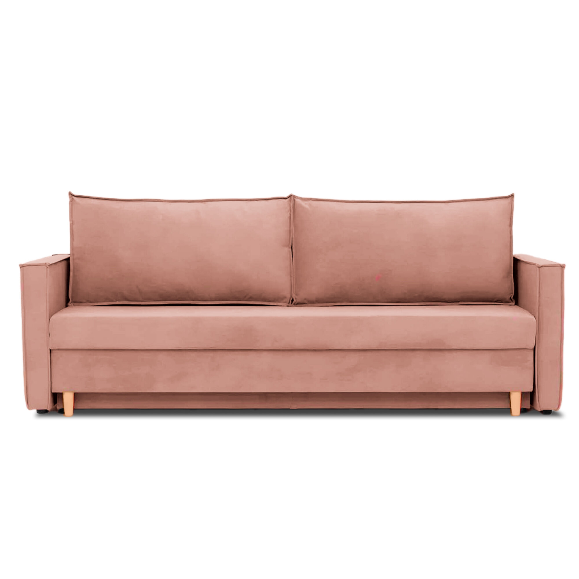 Диван - кровать прямой Виго Лайт, механизм еврокнижка, 212 х 77 х 77 см, Розовый