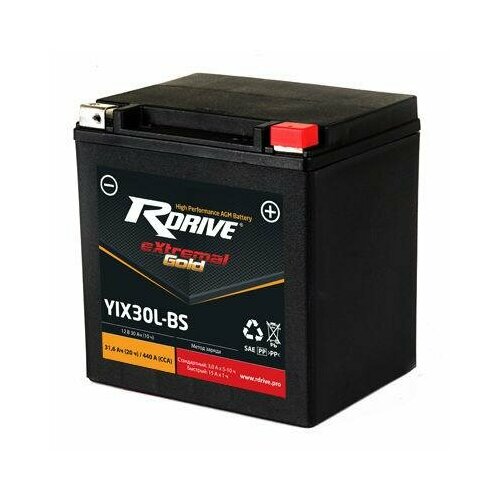 Аккумулятор RDrive eXtremal GOLD 30Ач обратная полярность YIX30L-BS