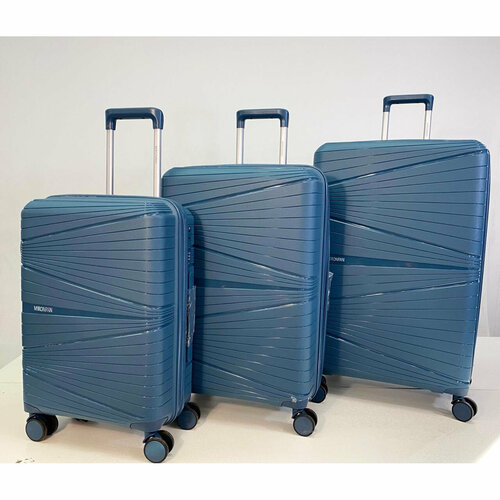 Чемодан MIRONPAN облегченный син 103 м, 80 л, размер M+, синий чемодан mironpan 50 мир черн м 80 л размер m черный
