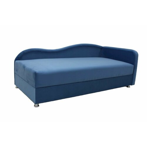 Кровать-тахта Филадельфия, угол левый, сп. м. 80х190, подъемный механизм, синий микровелюр