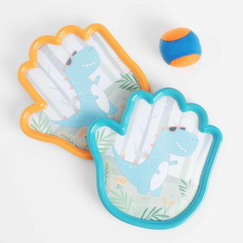 Набор игровой 3 пр пластик цветной Тарелки-липучки с мячом Ладошки Dino 899₽