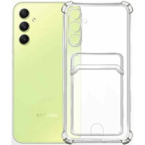 Накладка силиконовая Clear Case для Samsung Galaxy A24 4G A245 с кардхолдером прозрачная чехол накладка krutoff soft case фнаф fnaf нарушение безопасности для samsung galaxy a24 a245 черный