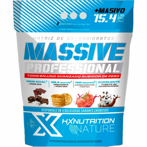 Гейнер Плюс HX Nutrition Nature MASSIVE GAINER - 7000 г, Клубника, 140 порций