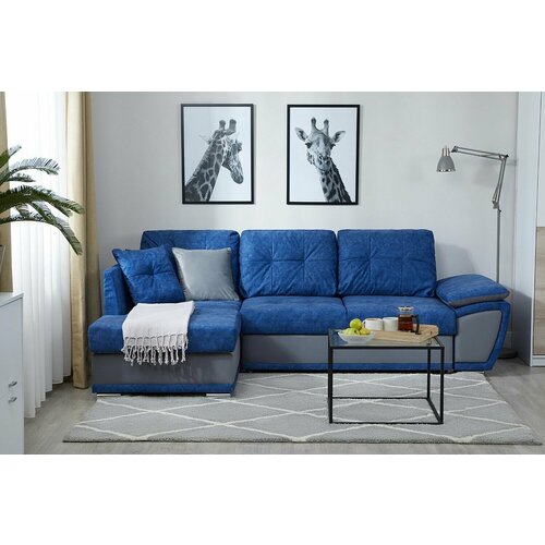 Угловой диван-кровать Риттэр, механизм дельфин, ящик для белья, велюр, 258х165х90, левый угол