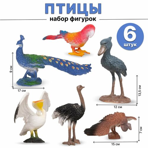 Набор птиц (6 штук) в пакете Q908-6 набор фигурок птиц серии мир диких животных орел попугай ара аист тукан стервятник набор из 5 фигурок