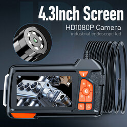 Эндоскопическая камера с экраном 4,3 дюйма, FHD, 5,5 мм, 2 метра, видеоскопы