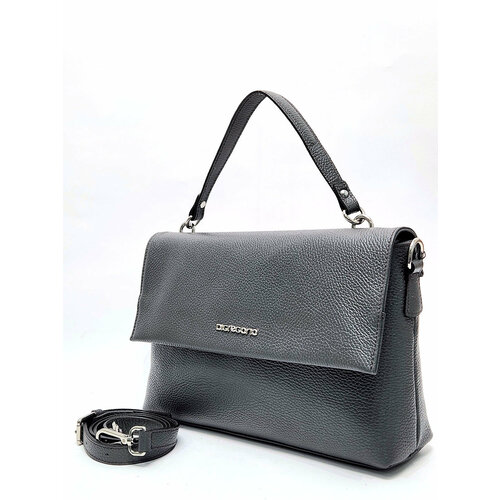 Сумка сэтчел Di Gregorio, фактура зернистая, черный