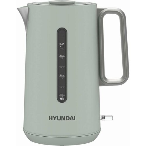 чайник электрический hyundai hyk g3402 2200вт серый и серебристый Чайник электрический Hyundai HYK-S9999, 2200Вт, светло-зеленый и серебристый