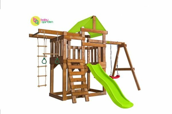 Игровая площадка с балконом, турником и горкой Babygarden Play 5 жёлтая