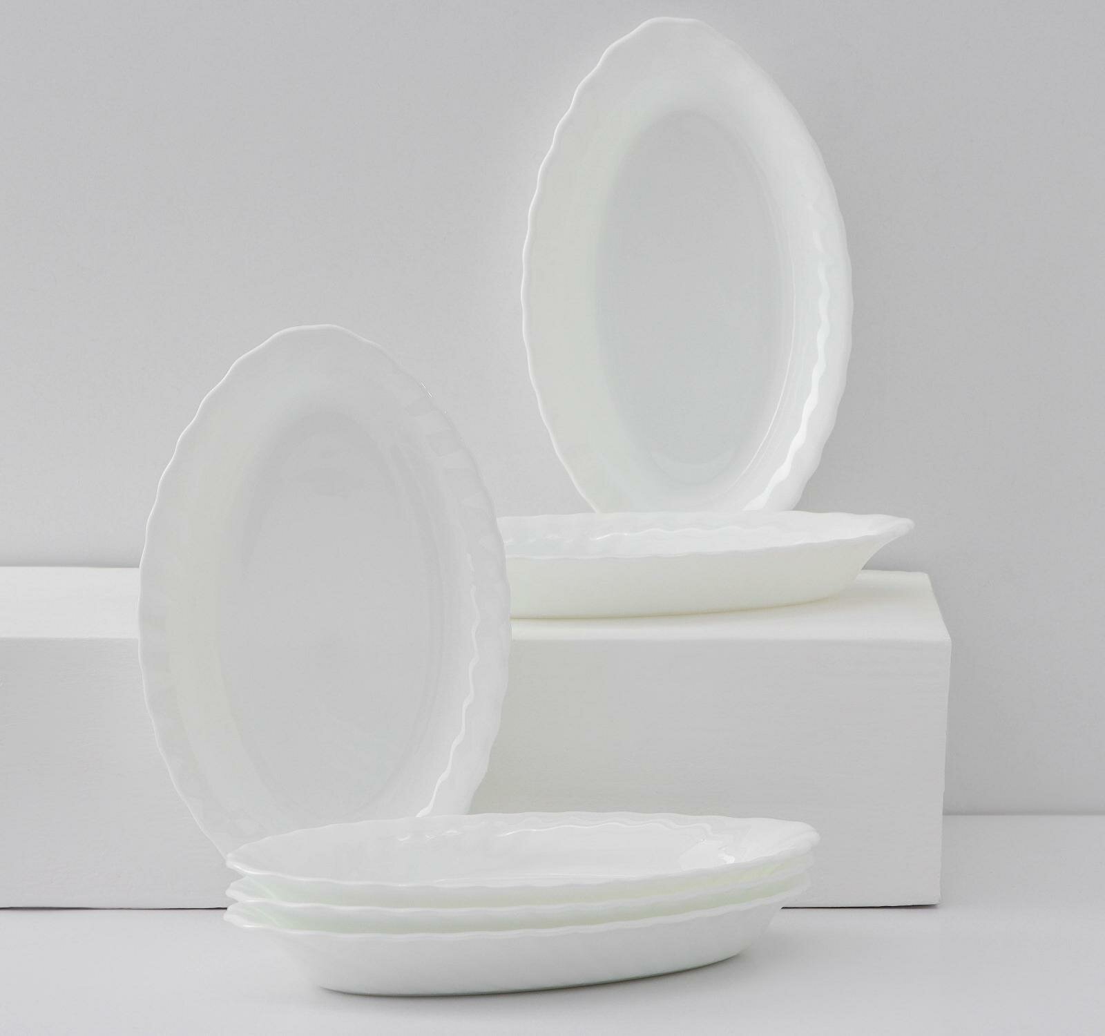 Набор овальных тарелок Luminarc Trianon, d22 см, стеклокерамика, 6 шт, цвет белый