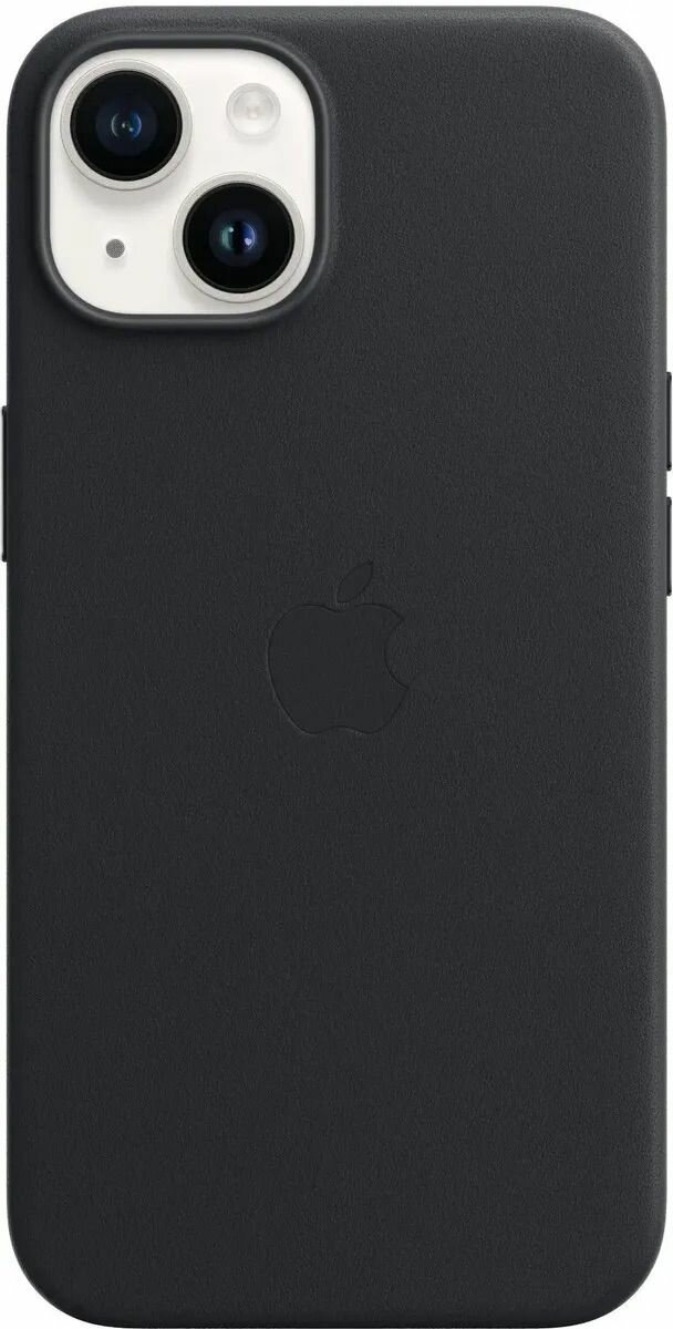 Кожаный чехол MagSafe для iPhone 15/ Анимация NFC / Leather Case with MagSafe для Айфон 15 Midnight /Черный