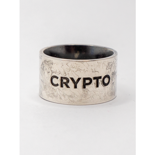 Кольцо HODL CRYPTO by Hodl Jewelry, серебро, 925 проба, чернение, родирование, гравировка, платинирование, размер 19, ширина 9 мм, серебряный