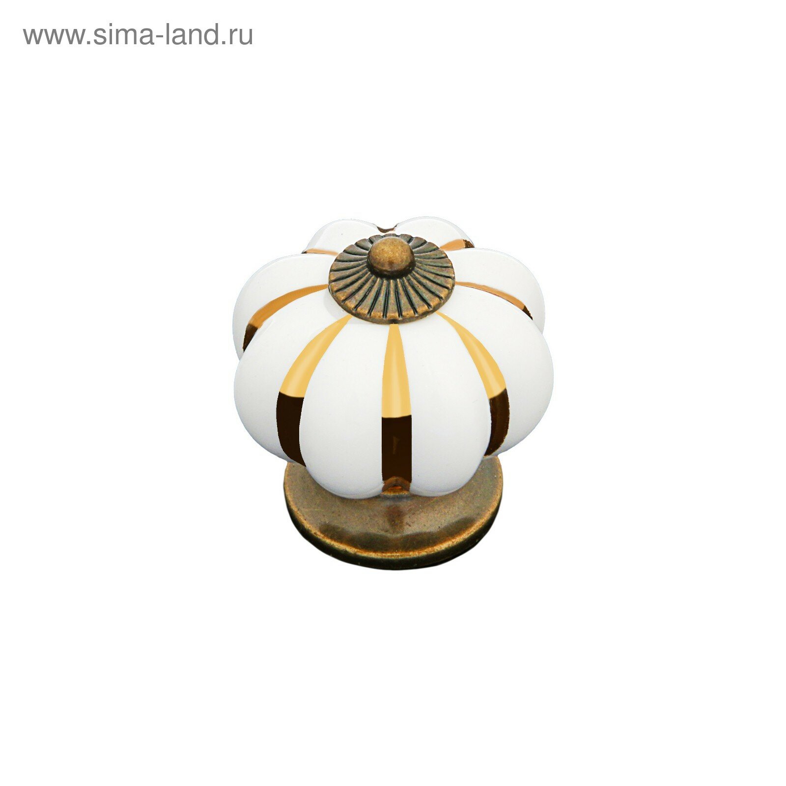 Ручка кнопка тундра РК117 (001) , d=39, пластик, белая с золотым (1шт.)