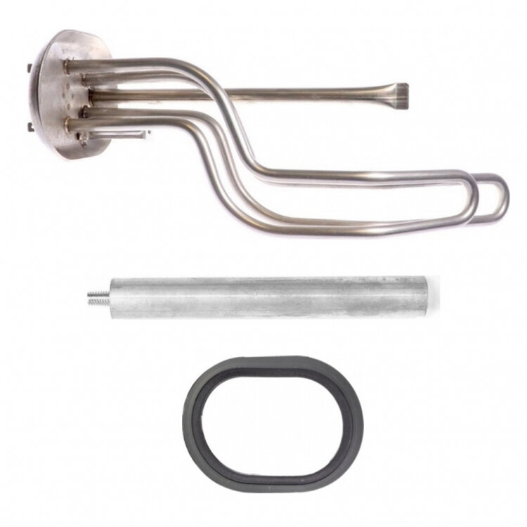 фото Комплект ТЭН 2000W(800+1200), TW, RASP, D80/110, М5, клеммы под разъем, L295мм, горизонтальный 220V + прокладка + анод, 150823K