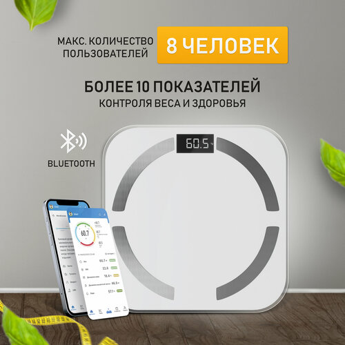 Весы электронные CENTEK CT-2425 White электронные 150кг, 0,1кг, LCD 45x28, размер 26х26см, 10 программ