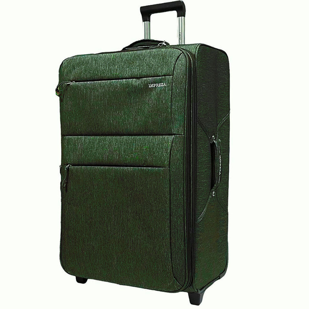 фото Чемодан ткань Impreza Зеленый Хром 2 колеса 77х49х36(+3) см/120 (130)л/4.6 кг (ХL)