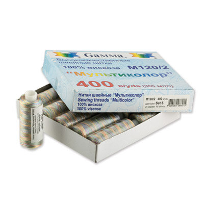 Нитки для вышивания 'Gamma' мультиколор M120/2 100% вискоза 400 я цвет Set 6 желтые