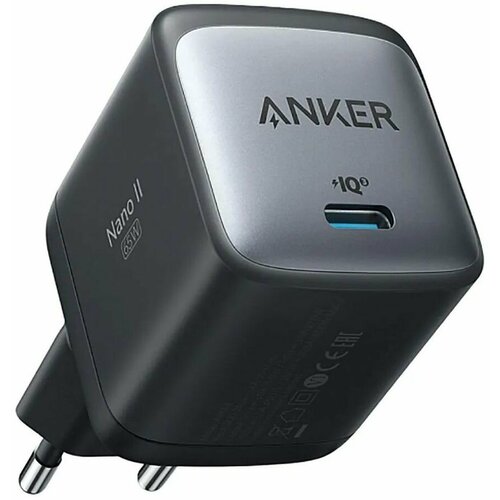 зарядное устройство anker powerport nano ii gan 65w a2663g11 bk Сетевое зарядное устройство ANKER A2663, USB type-C, 65Вт, 3.25A, черный [a2663g11]