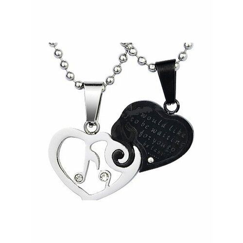 кулоны для влюбленных ключ от сердца любимой Комплект подвесок 4Love4You, фианит, серебряный, черный