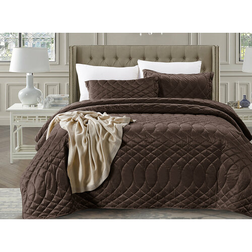 Велюровое Покрывало Танго Roxette, евро, размер 240х260 см, 2 наволочки 50х70 см