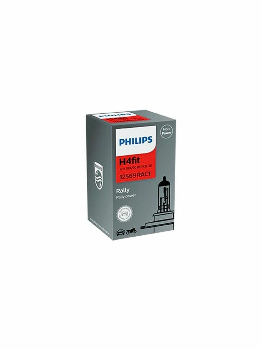 Лампа автомобильная PHILIPS H4 12V-100/90W (P43t) Rally 1 шт