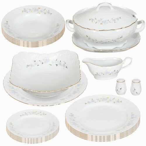 Солонка Rococo декор Голубые цветы отводка золото 1 шт 1005₽