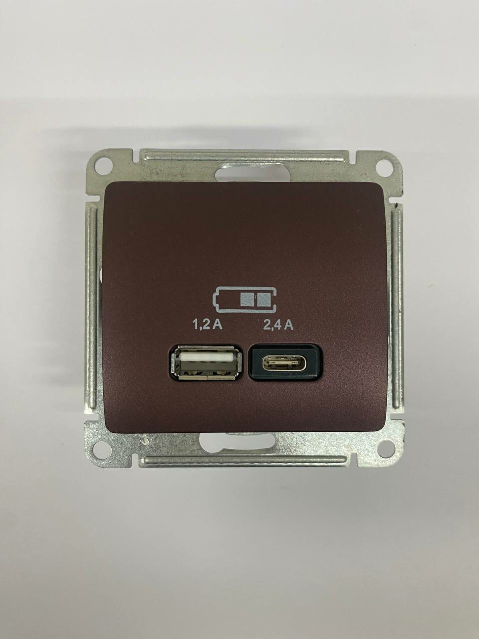 Розетка USB A+С 5В/2,4 А 2х5В/1,2А механизм Systeme Electric (Schneider Electric) Glossa, баклажановый - фото №7
