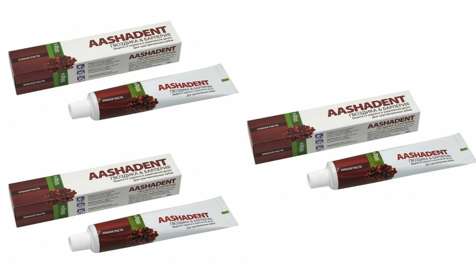 Aasha Herbals Зубная паста, Гвоздика и барлерия, 100 мл, 3 шт