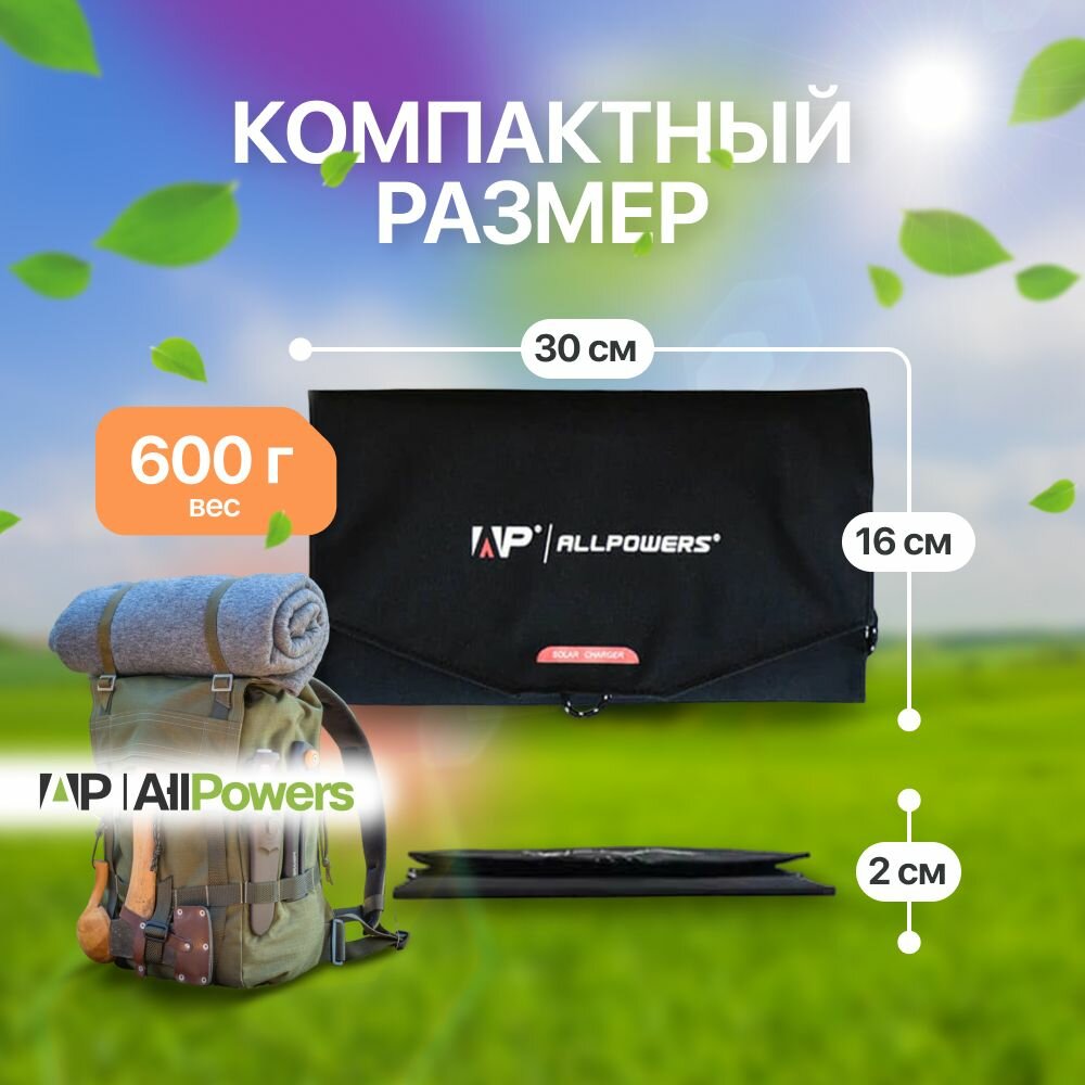 Портативное зарядное устройство Allpowers на 21 Вт, складная батарея, зарядное устройство для телефона. — фото 1