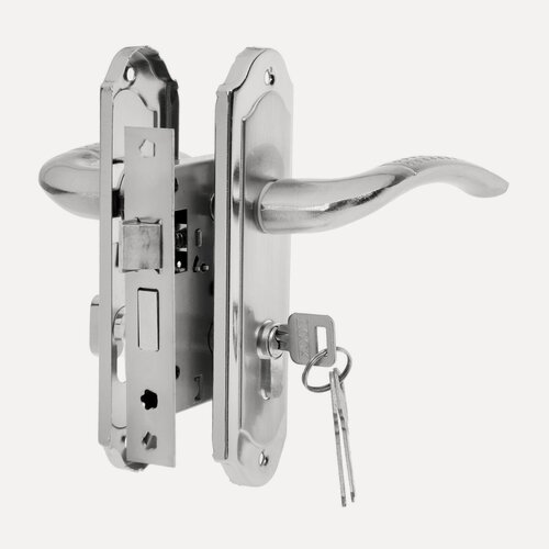 Изображение товара Замок врезной LOCKLAND RD001, с ручкой, цилиндровый механизм, 3 ключа, цвет хром