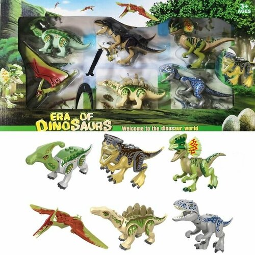 набор фигурок мир юрского периода velociraptors blue A Конструктор minifigures Jurassic World, фигурка динозавры Мир Юрского периода 6 шт. 8 см.