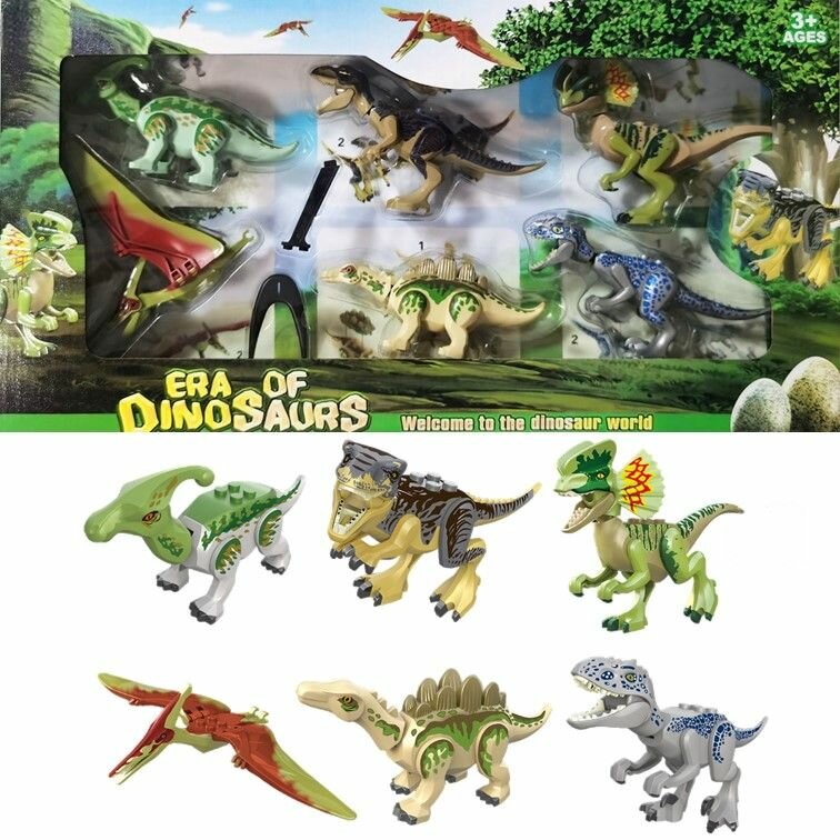 A Конструктор minifigures Jurassic World, фигурка динозавры Мир Юрского периода 6 шт. 8 см.