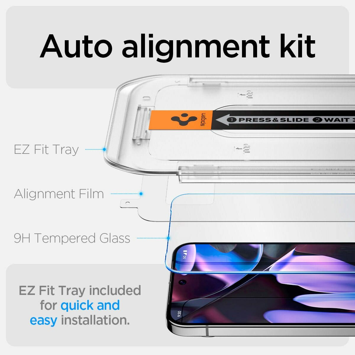 Защитное стекло SPIGEN для Google Pixel 9 Pro/9 Glas.tR EZ Fit 2 шт Прозрачный AGL08442 — фото 1
