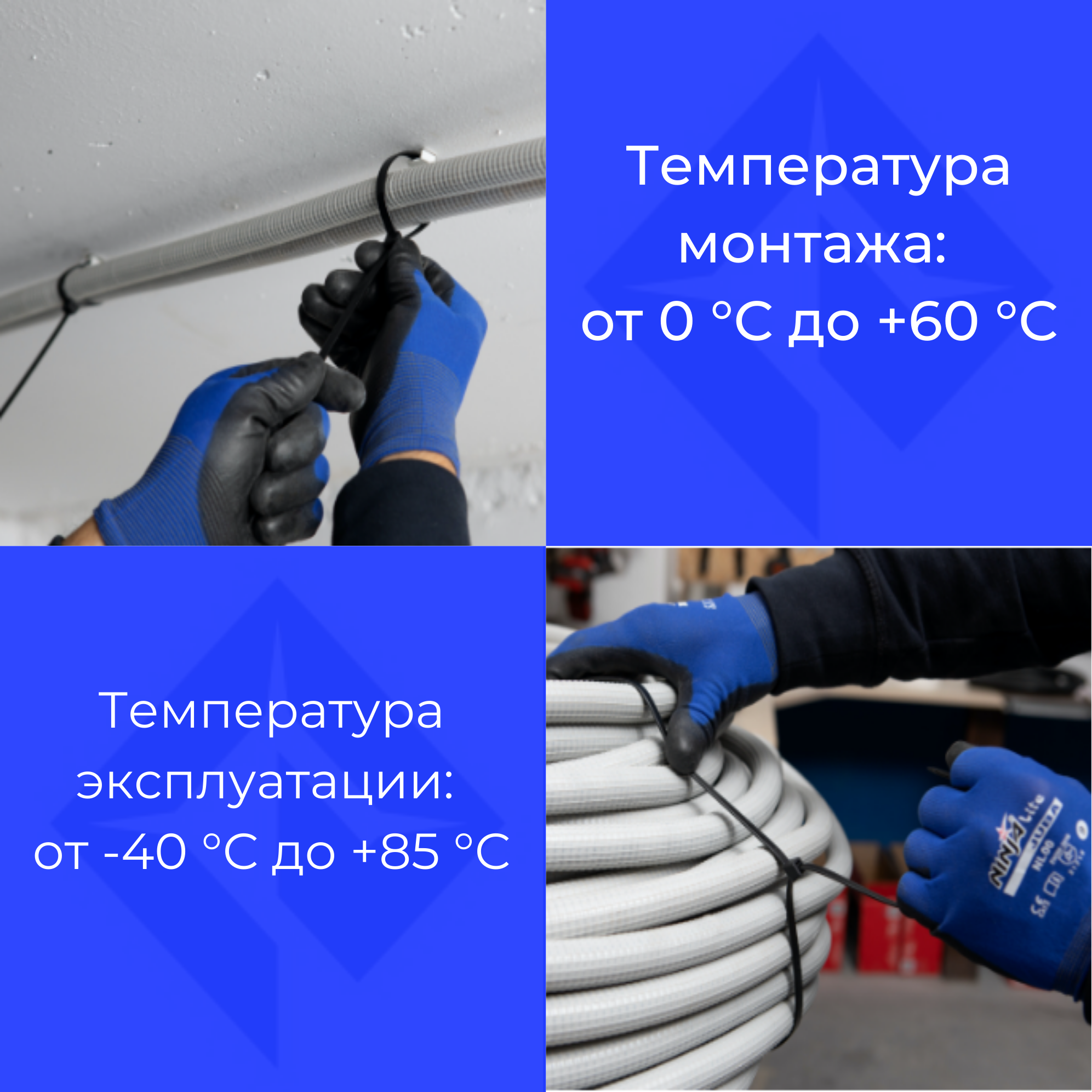 Стяжка (хомут) нейлоновая пластиковая ElestarPro 8x300мм, 100 штук в упаковке черная — фото 1