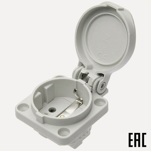 Изображение товара Розетка Schuko на поверхность 50х50 с/п 2Р+Е 16А 250В IP54 серая PCE 105-0g