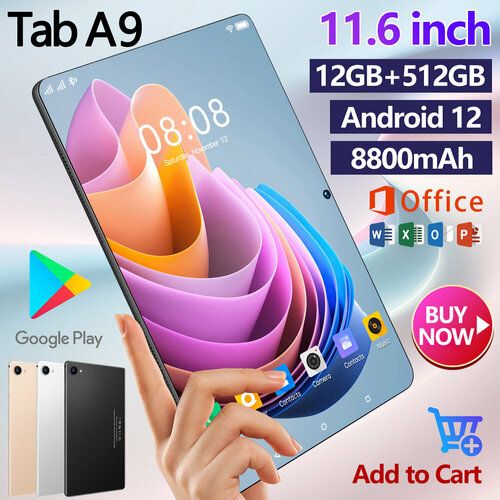 Планшет TabA9 12512 Гб 116 дюймов многофункциональный планшетЧерный 8400₽