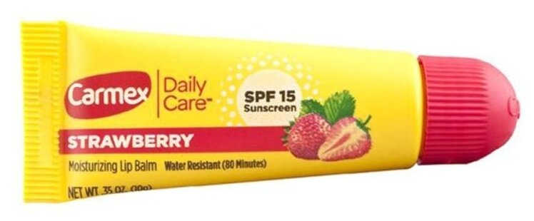 Бальзам для губ увлажняющий CARMEX клубника в тубе SPF-15, 10 г — фото 1