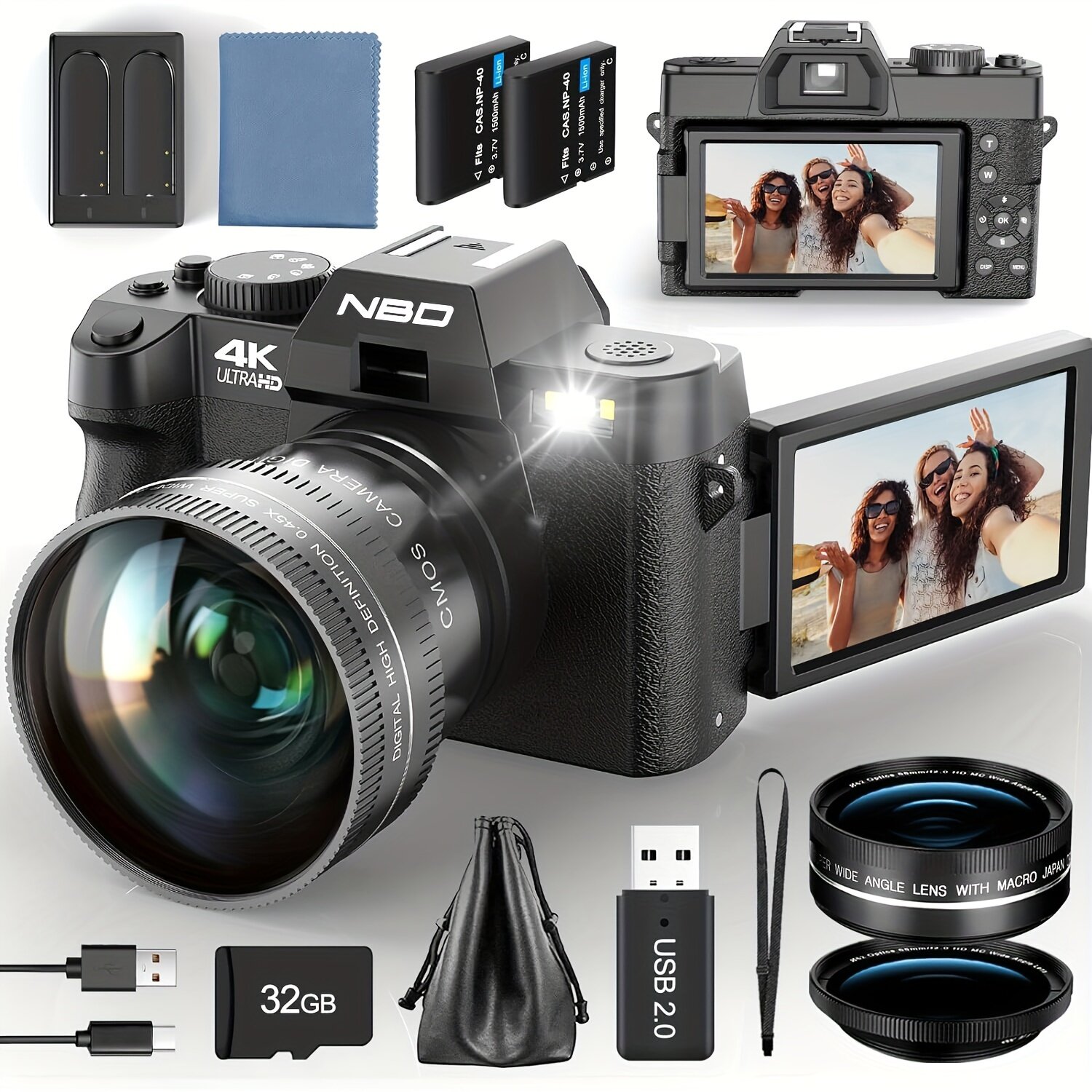 NBD 48MP цифровая камера для фотографии с Wi-Fi и управлением через приложение