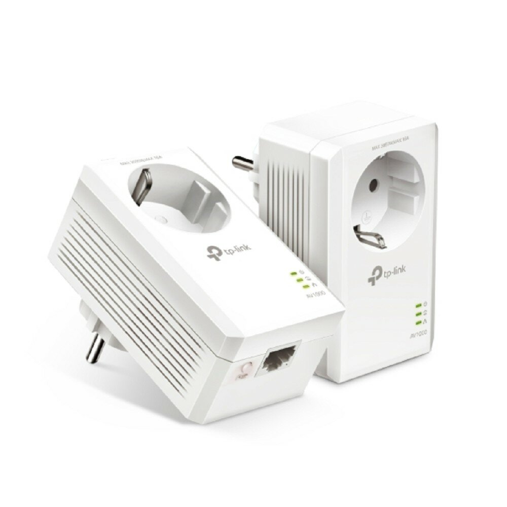 TP-Link Комплект адаптеров Powerline TL-PA7017P KIT AV1000 гигабитные со встроенной розеткой