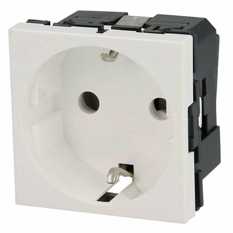 Розетка белая с заземлением Legrand Mosaic 16А 2М (New) 077210 74129