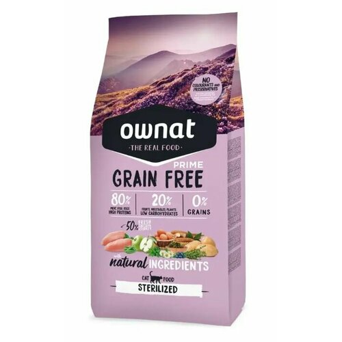 Ownat Adult Sterilized Grain Free Сухой корм для стерилизованных кошек, с курицей и индейкой, 1 кг