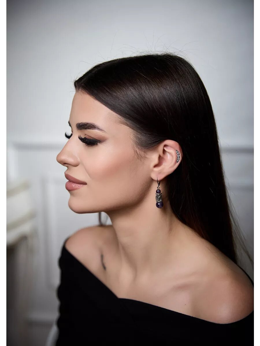 Серьги Вербица, размер 45 мм, серебряный — фото 1