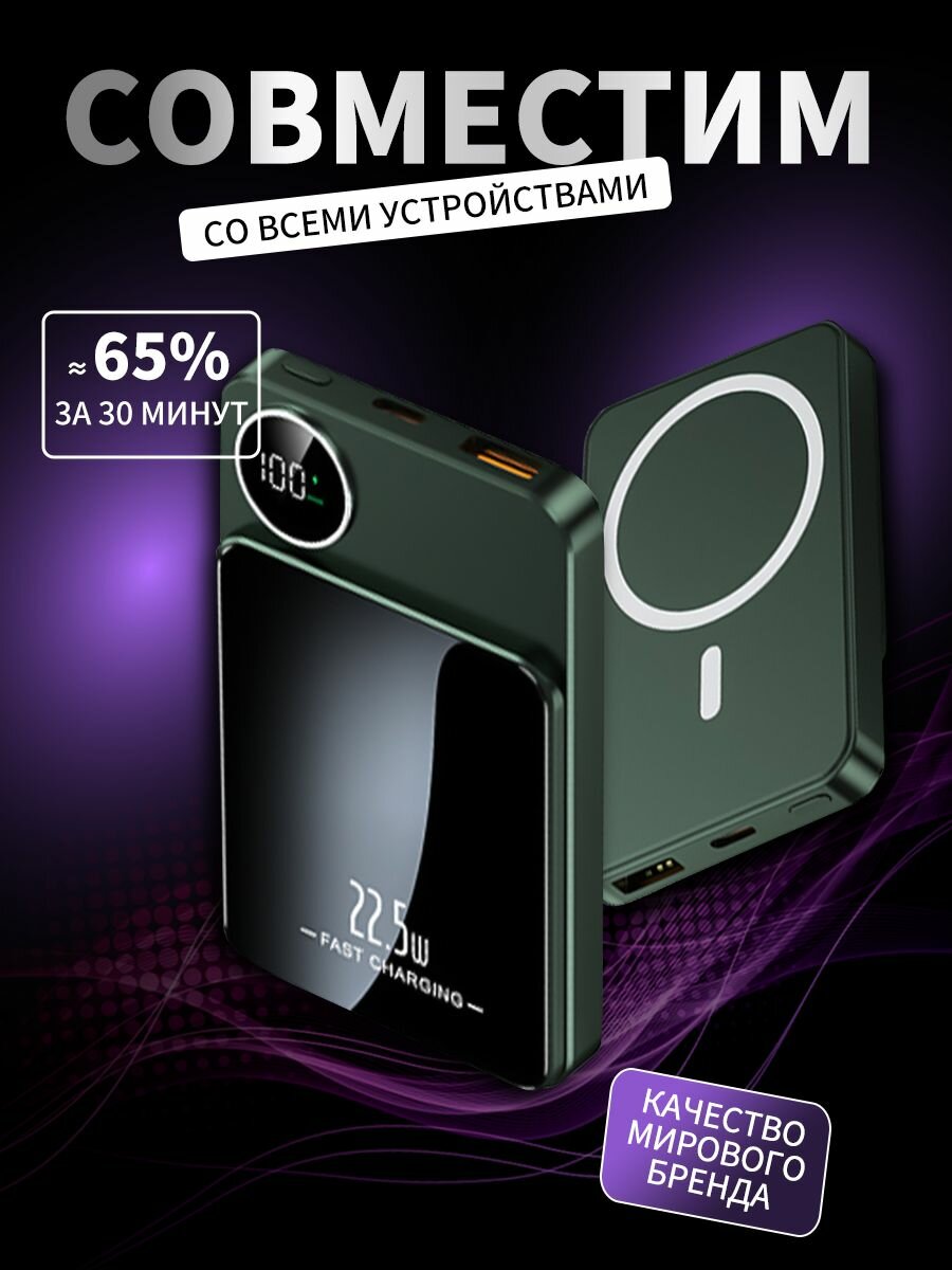MagSafe Беспроводная магнитная зарядка, Q9 10000mAh — фото 1