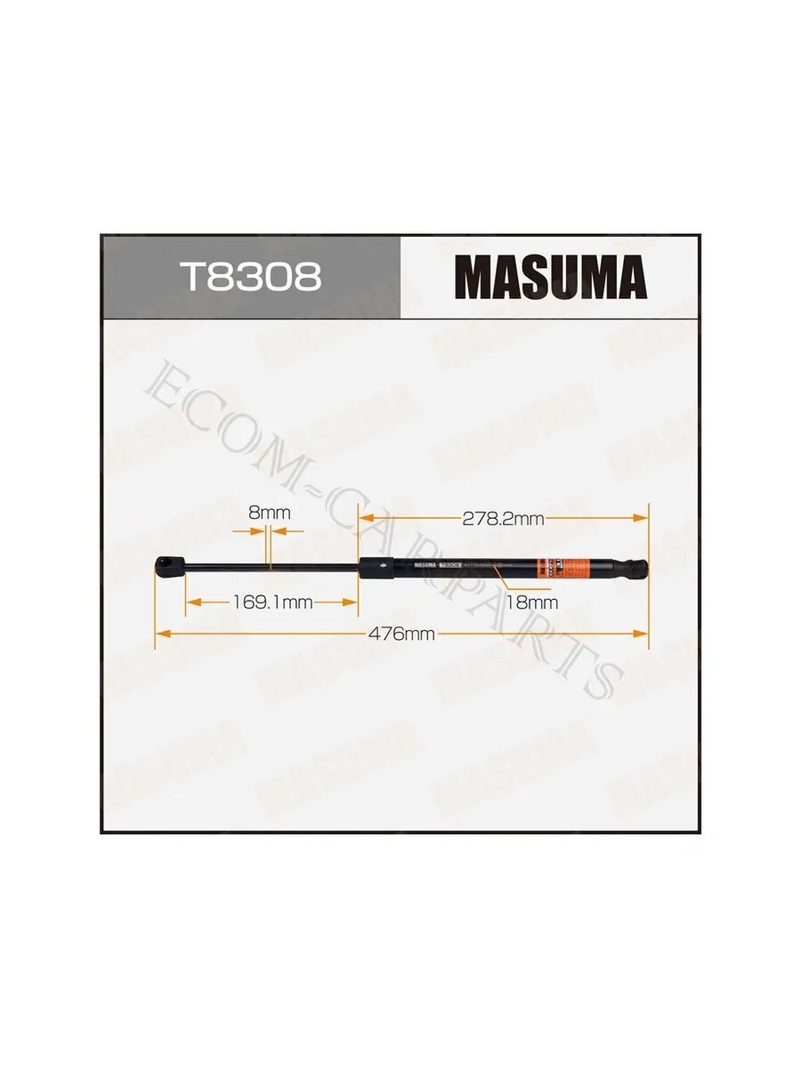 Упор газовый "MASUMA" T8308 багажника L= 476mm / SANTA FE II