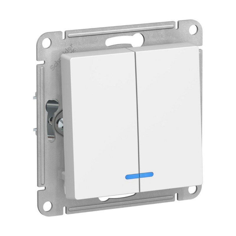 Выключатель Systeme Electric AtlasDesign 2-клавишный с подсветкой, сх.5а, 10А, механизм, Лотос