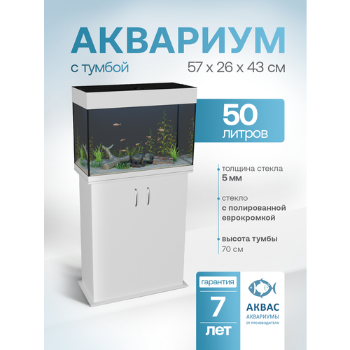 фото Аквариум 50 литров с тумбой крышкой и освещением аквас